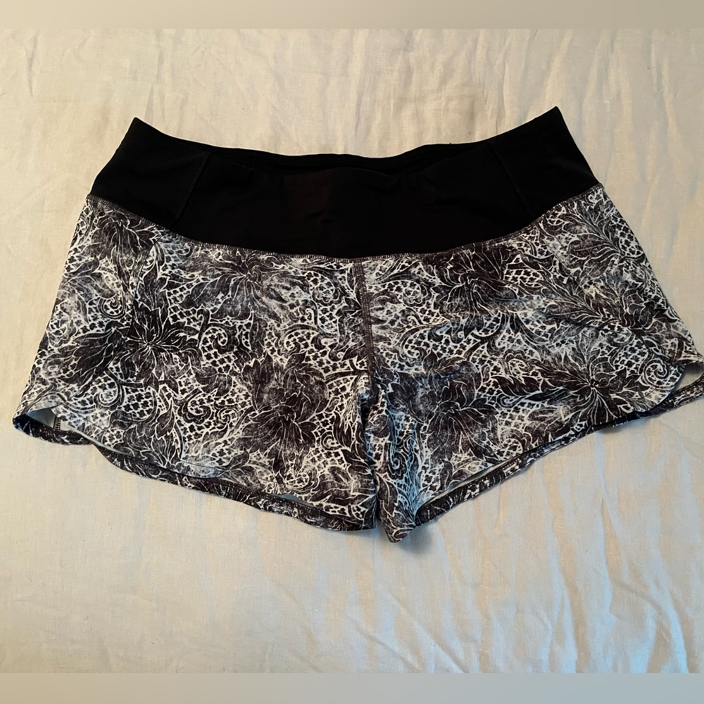 lululemon Black and White Running Shorts